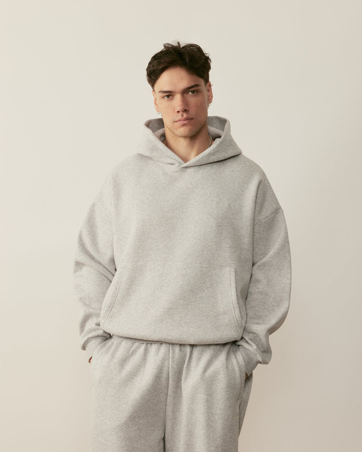 Core Essentials Box Hoodie | Heather Grey