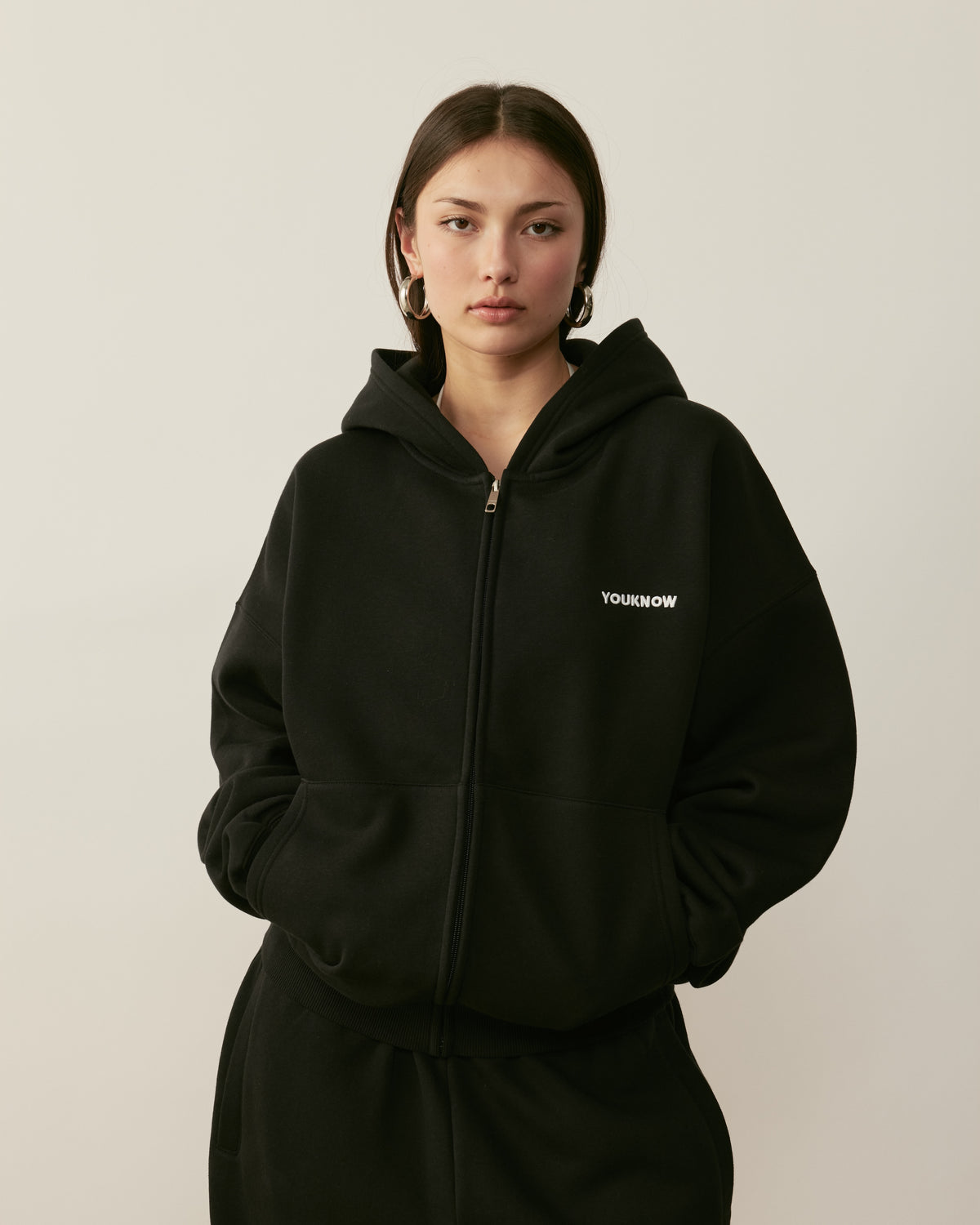 Core Essentials Zip Up Hoodie | Black