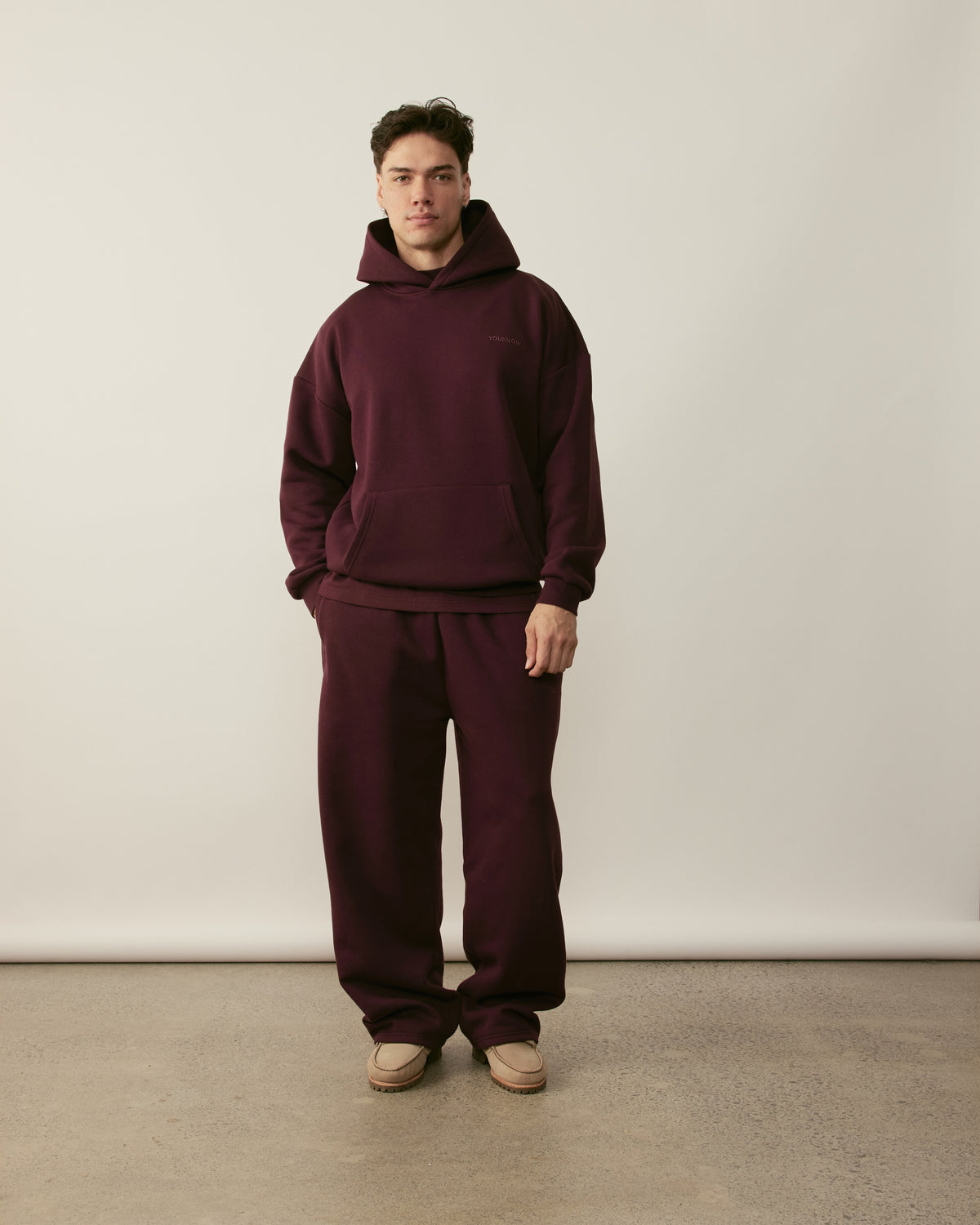 Core Essentials Box Hoodie | Burgundy-3