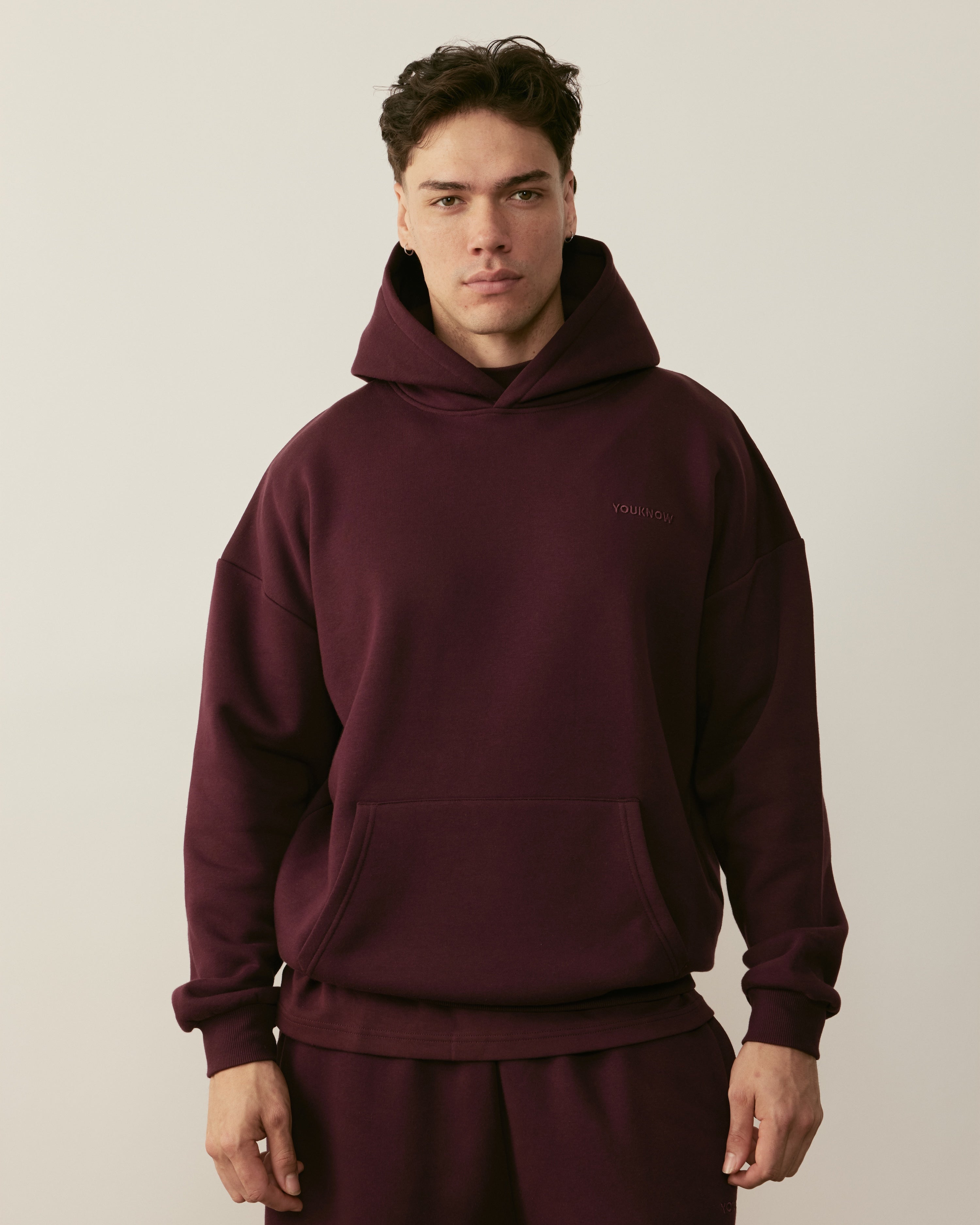 Core Essentials Box Hoodie | Burgundy-4