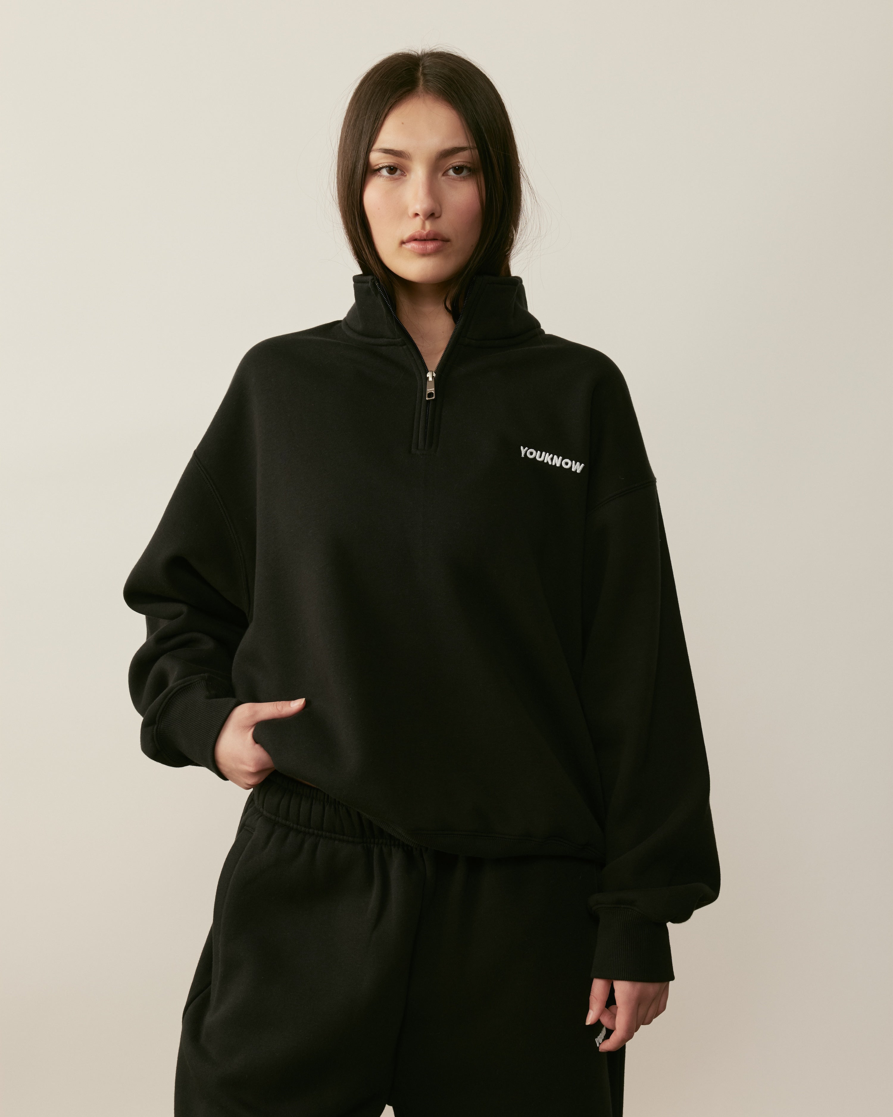 Core Essentials 1/4 Zip Pullover | Black-5