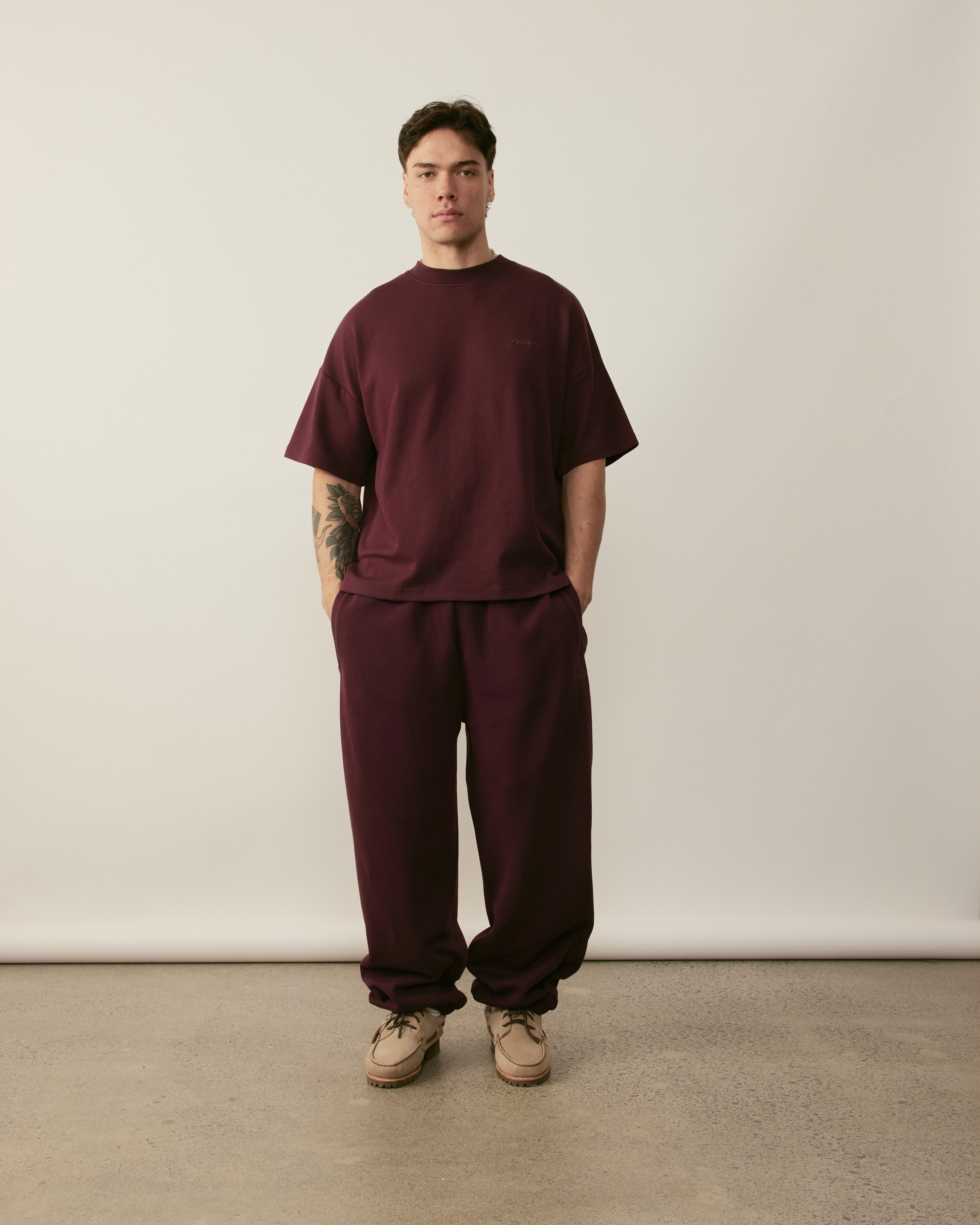 Core Essentials Cuffed Sweatpants | Burgundy
