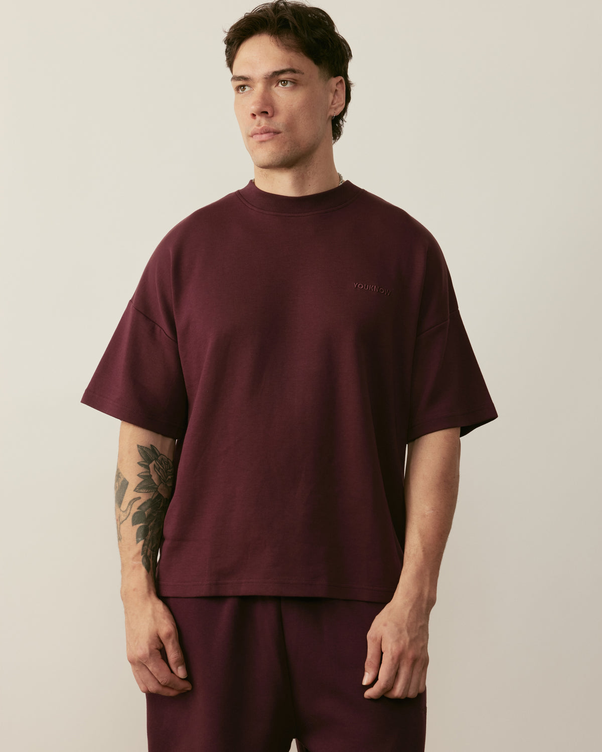 Core Essentials Box Tee | Burgundy
