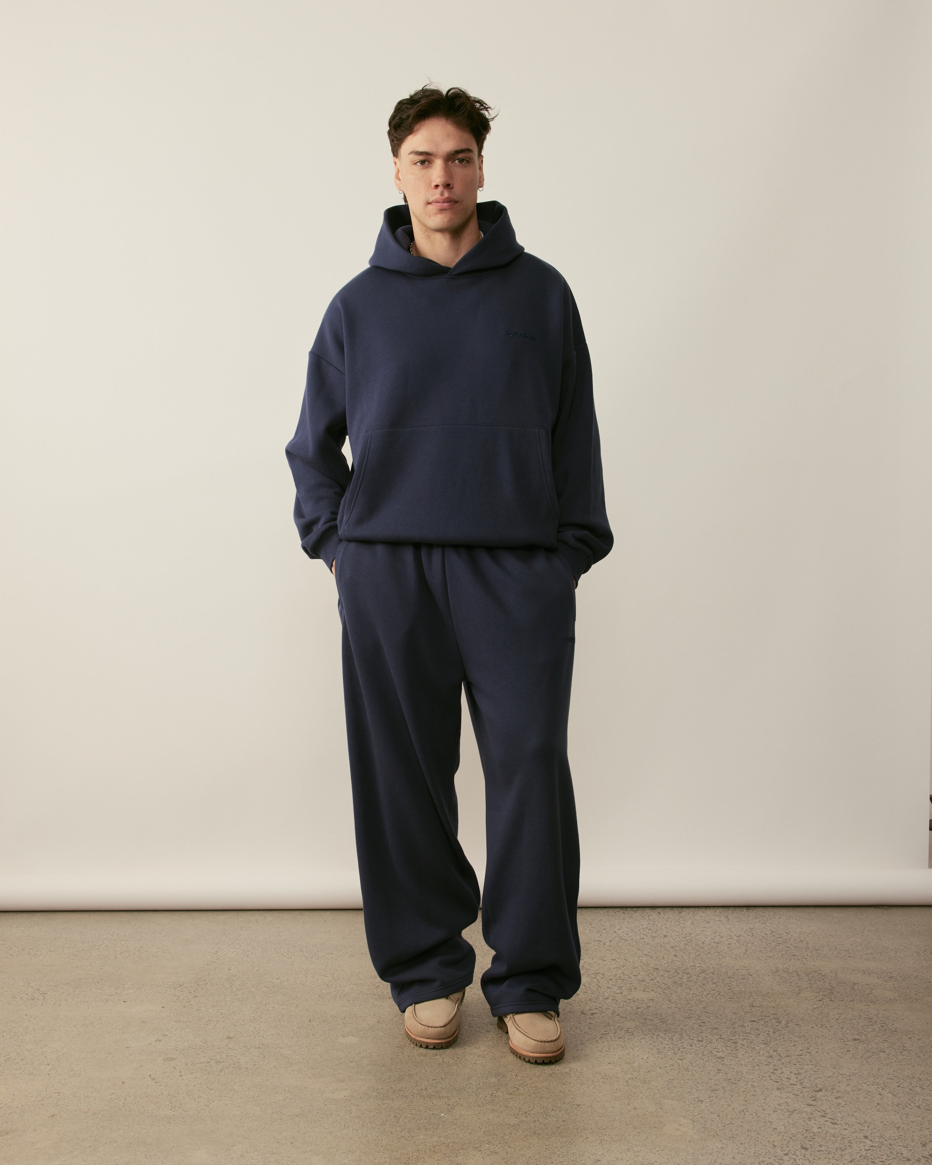 Core Essentials Box Hoodie | Navy-3