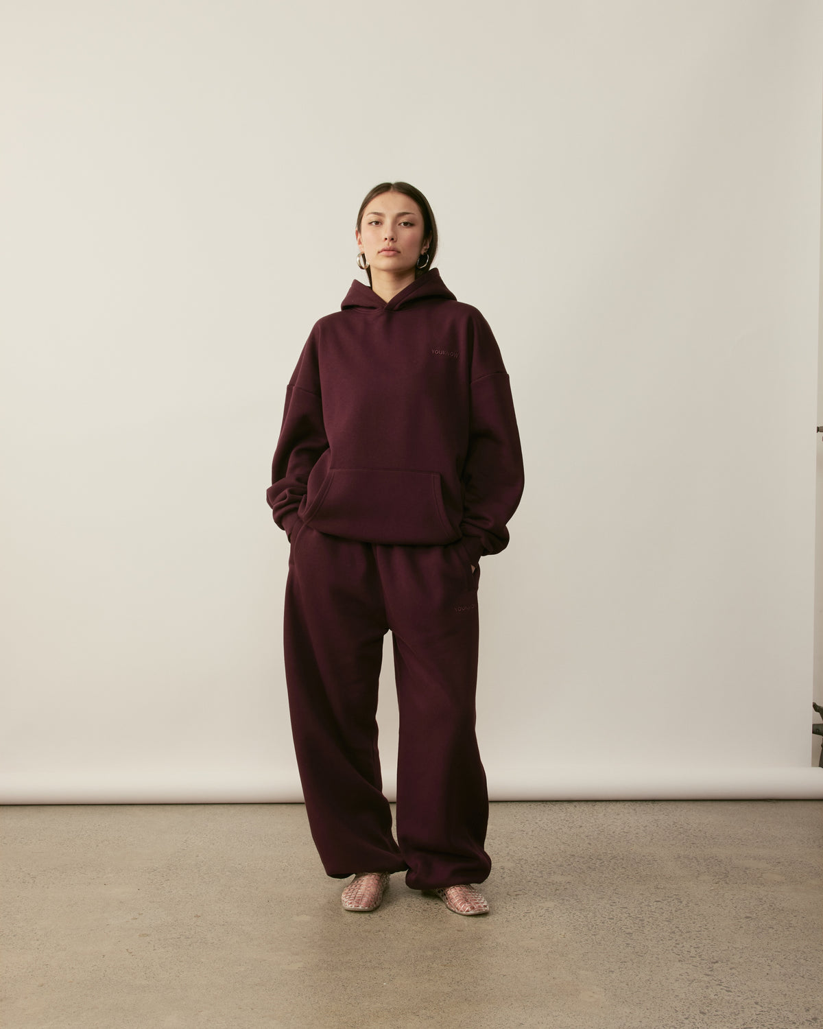 Core Essentials Cuffed Sweatpants | Burgundy-4
