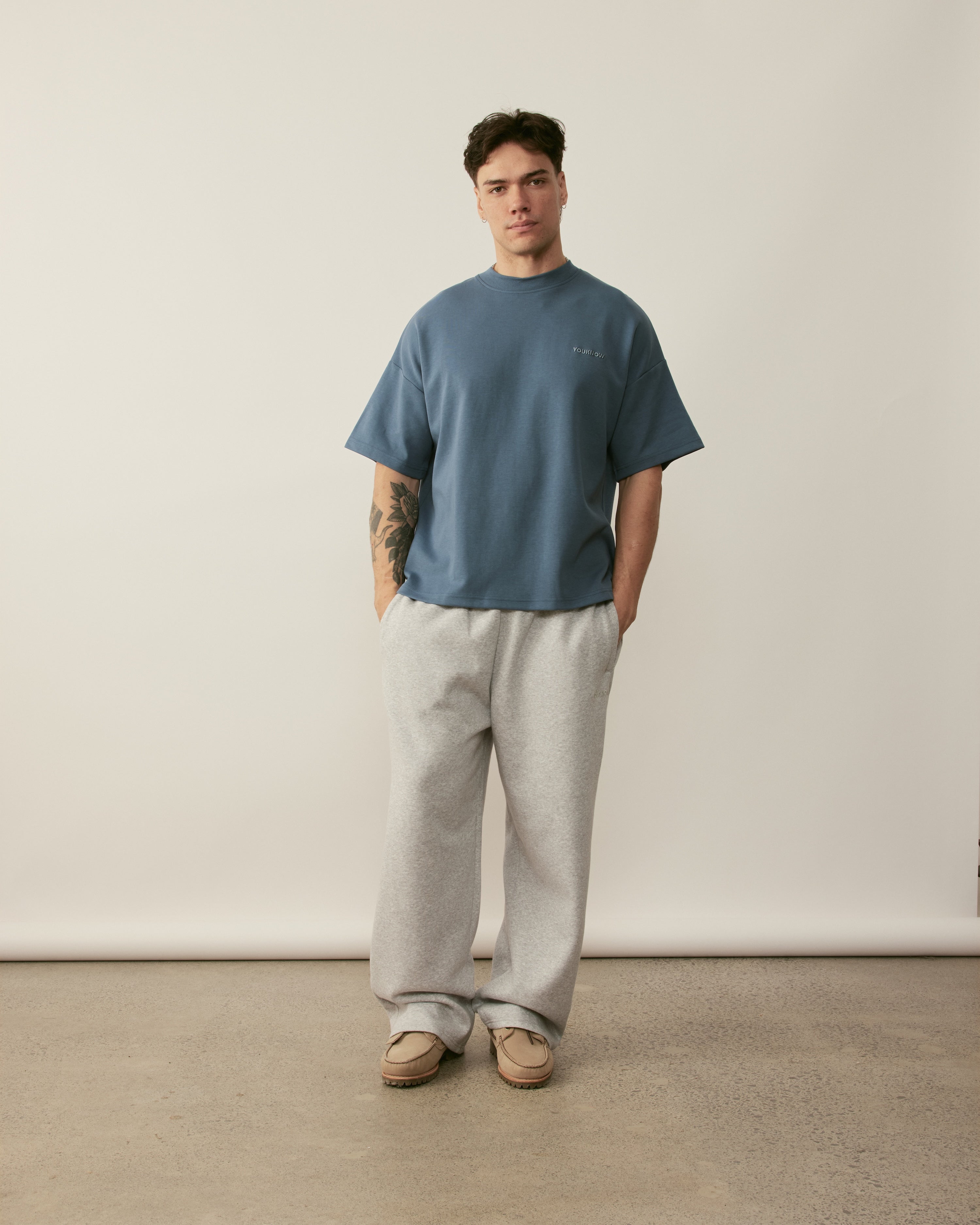 Core Essentials Box Tee | Dusty Blue-3
