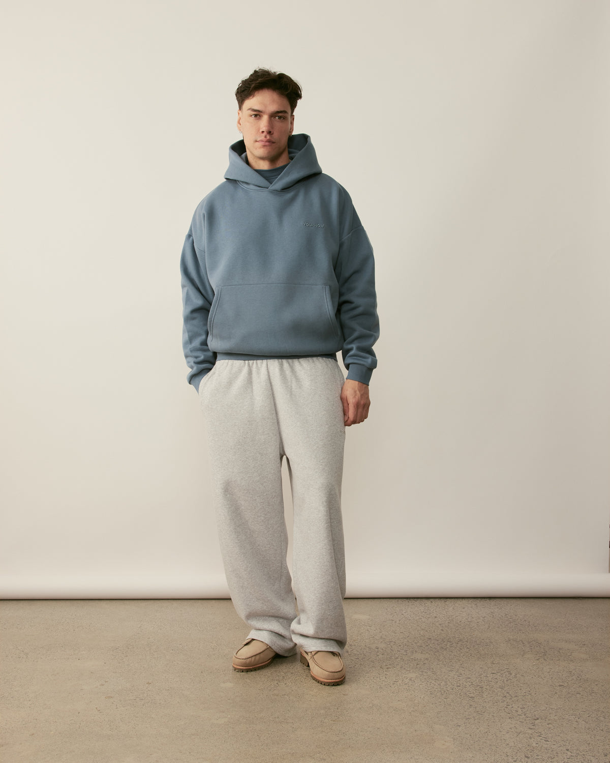 Core Essentials Box Hoodie | Dusty Blue-3