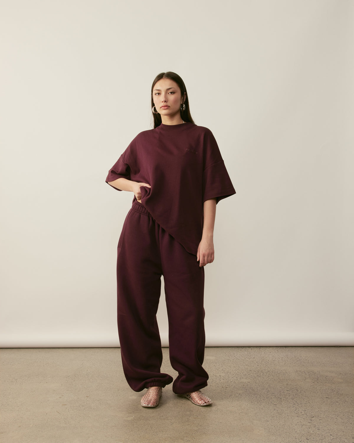 Core Essentials Box Tee | Burgundy-3