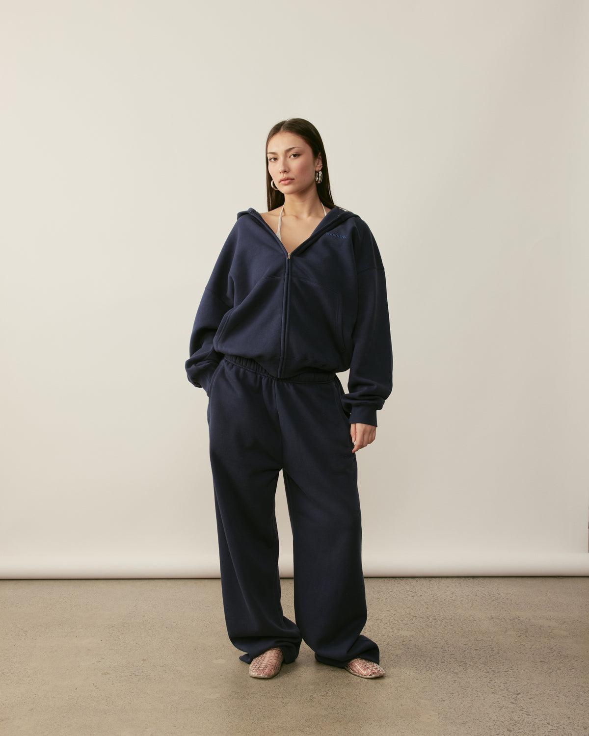Core Essentials Zip Up Hoodie | Navy-6
