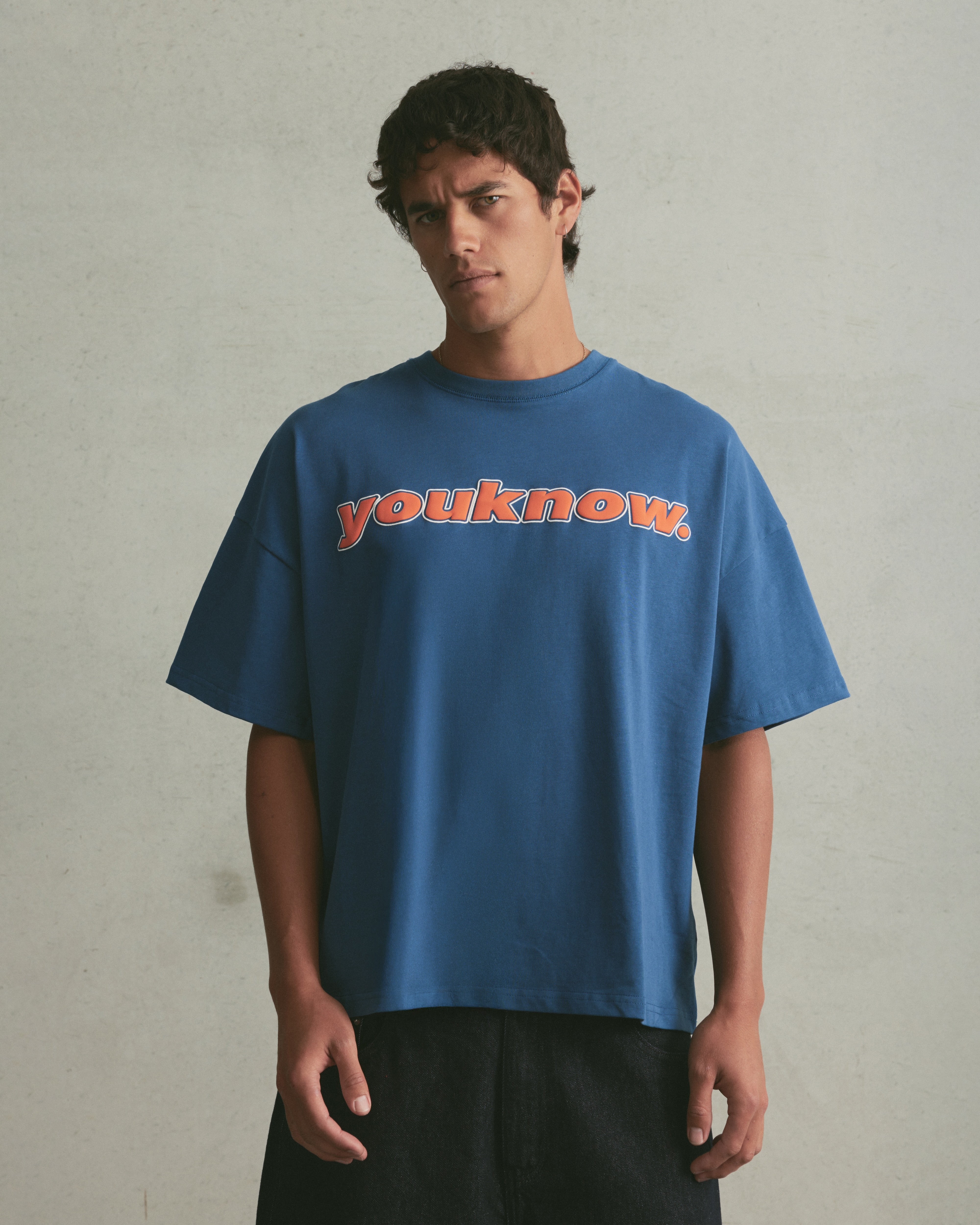 Black x Blue Puff print T-shirt SOKO君 Puff Print Box Tee | Ocean Blue – YOUKNOW. CLOTHING