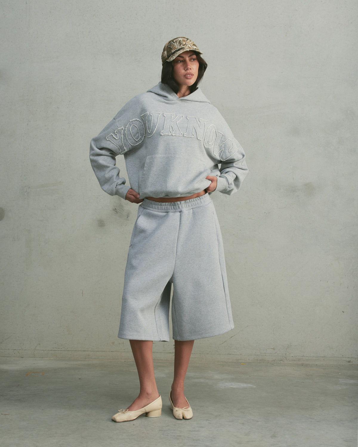 Distressed Applique Hoodie 2.0 | GREY MARLE-4