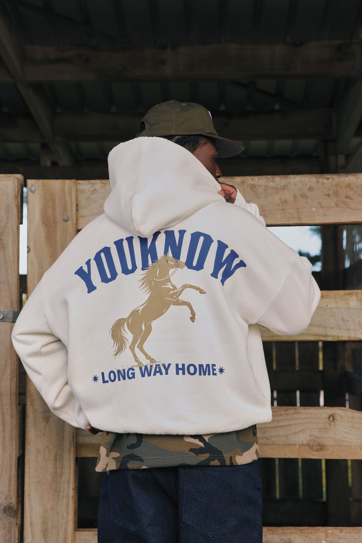 Stallion Box Vintage Hoodie | White-2