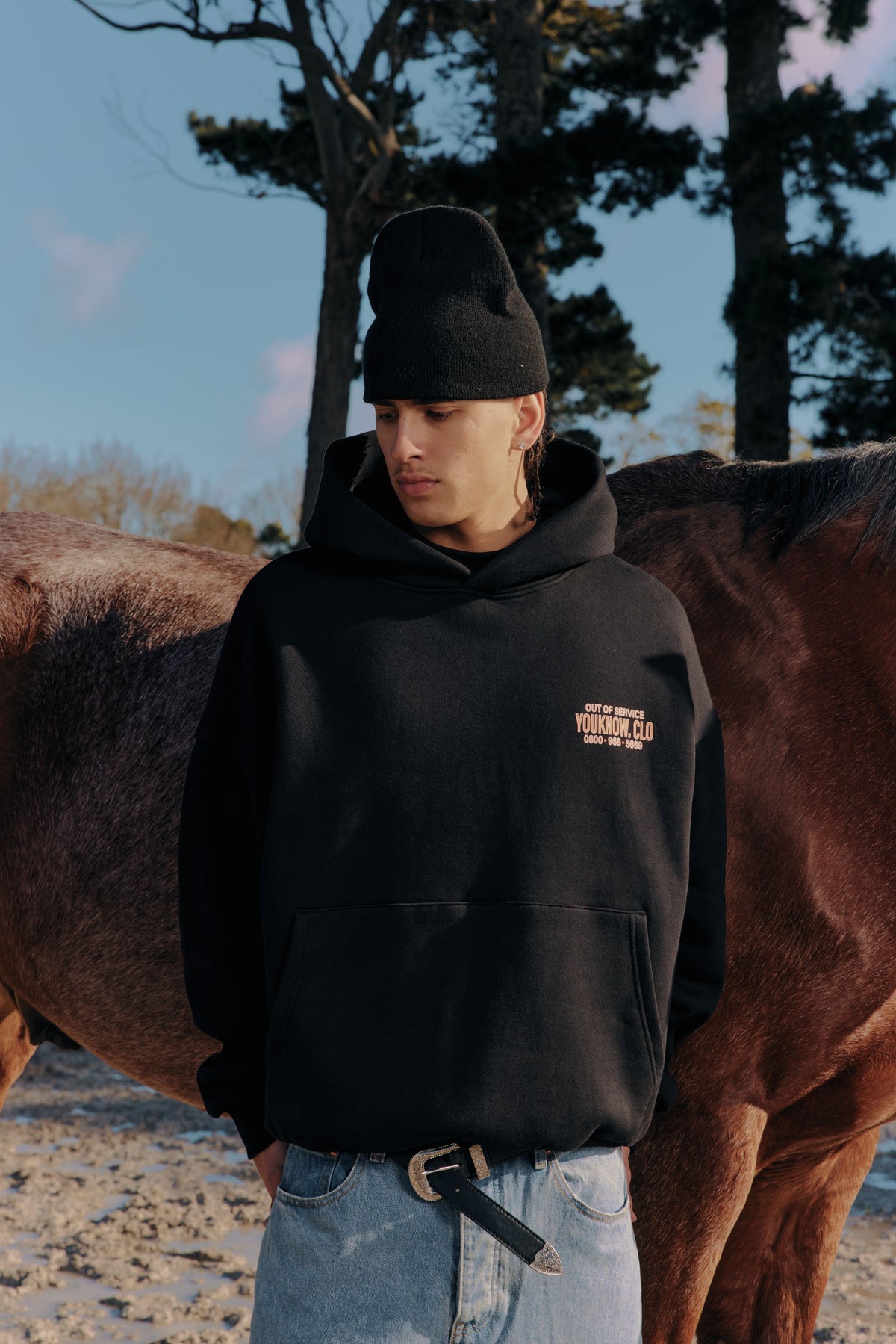 Out Of Service Box Hoodie | Black-4