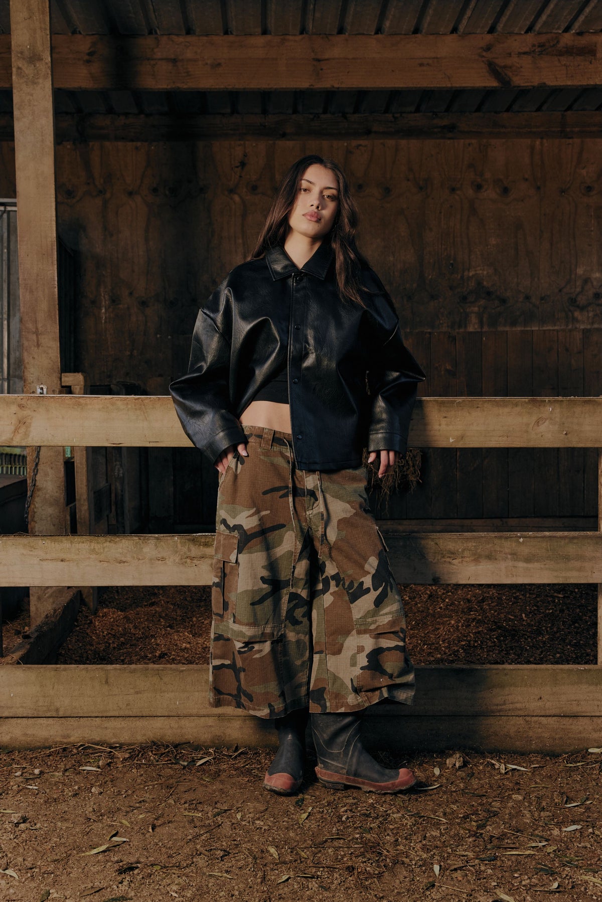 Faux Leather Box Jacket | Black-2