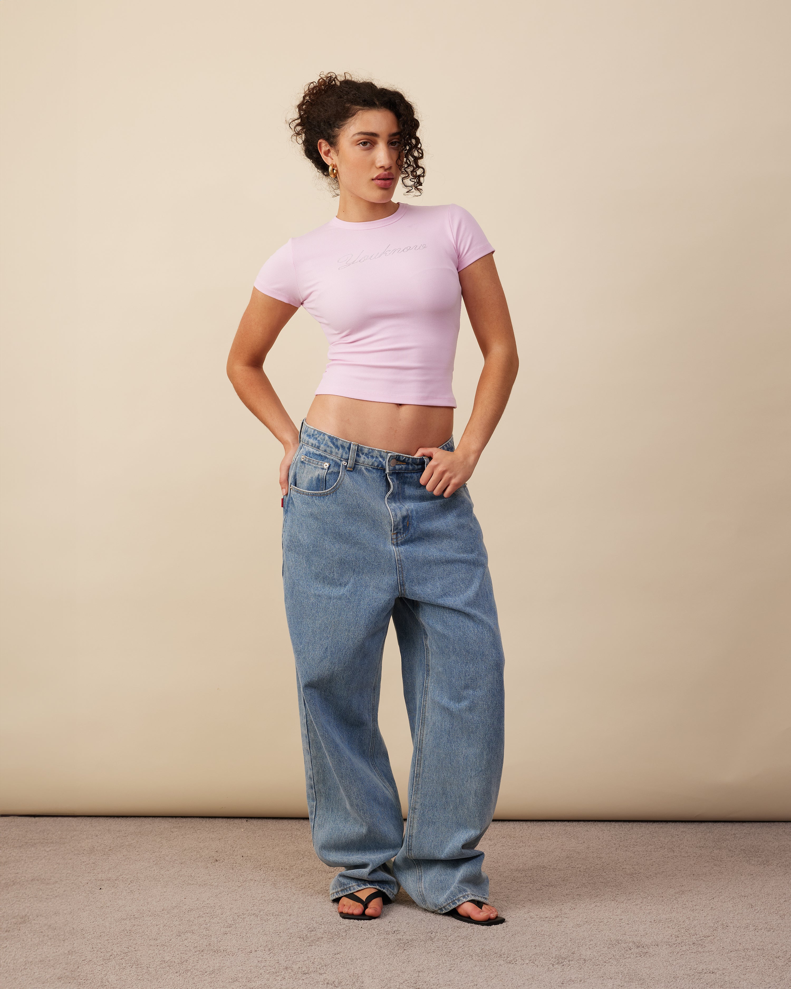 Diamante Baby Tee | Baby Pink-3
