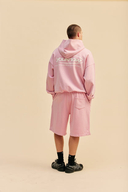 Distressed Logo Shorts | Washed Pink