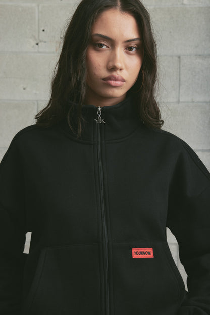 Brushed Fleece Track Jacket | Black