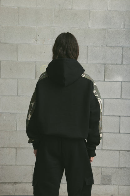 Colour Block Hoodie | Washed Black