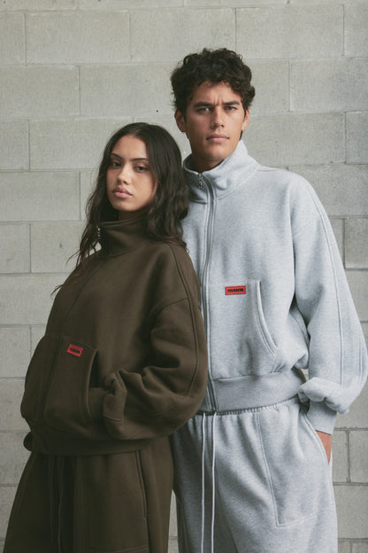 Brushed Fleece Track Jacket | Dark Olive
