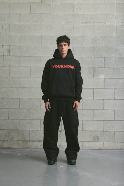 Applique Block Hoodie | Black/Red