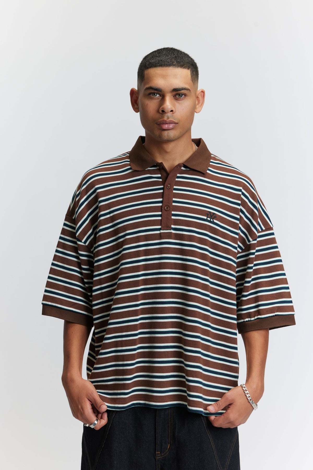 Boxy Polo | Chocolate Stripe