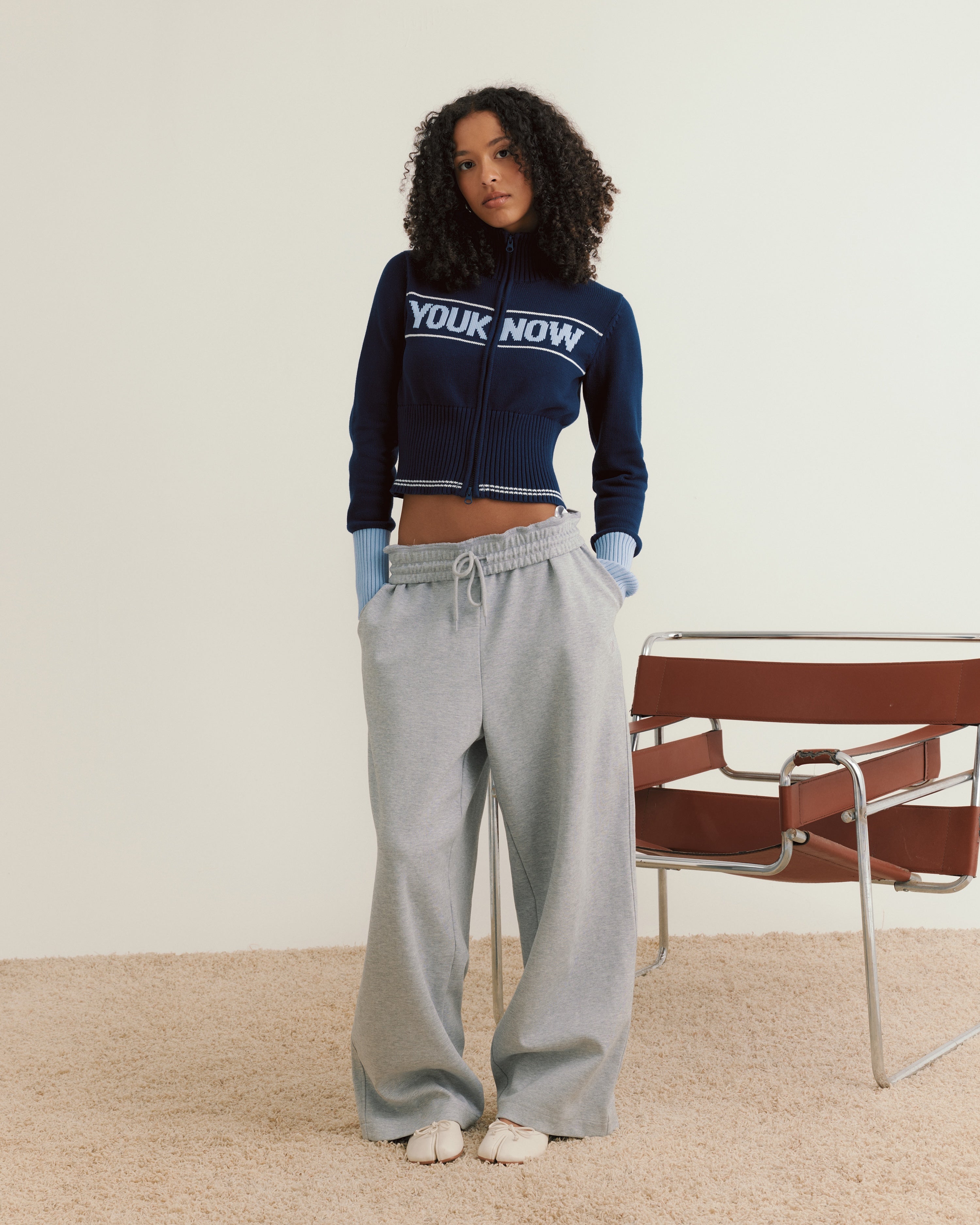 Women's Fitted Knit Zip Up | Navy-3