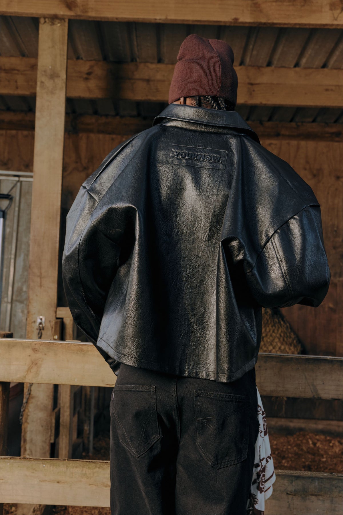 Faux Leather Box Jacket | Black