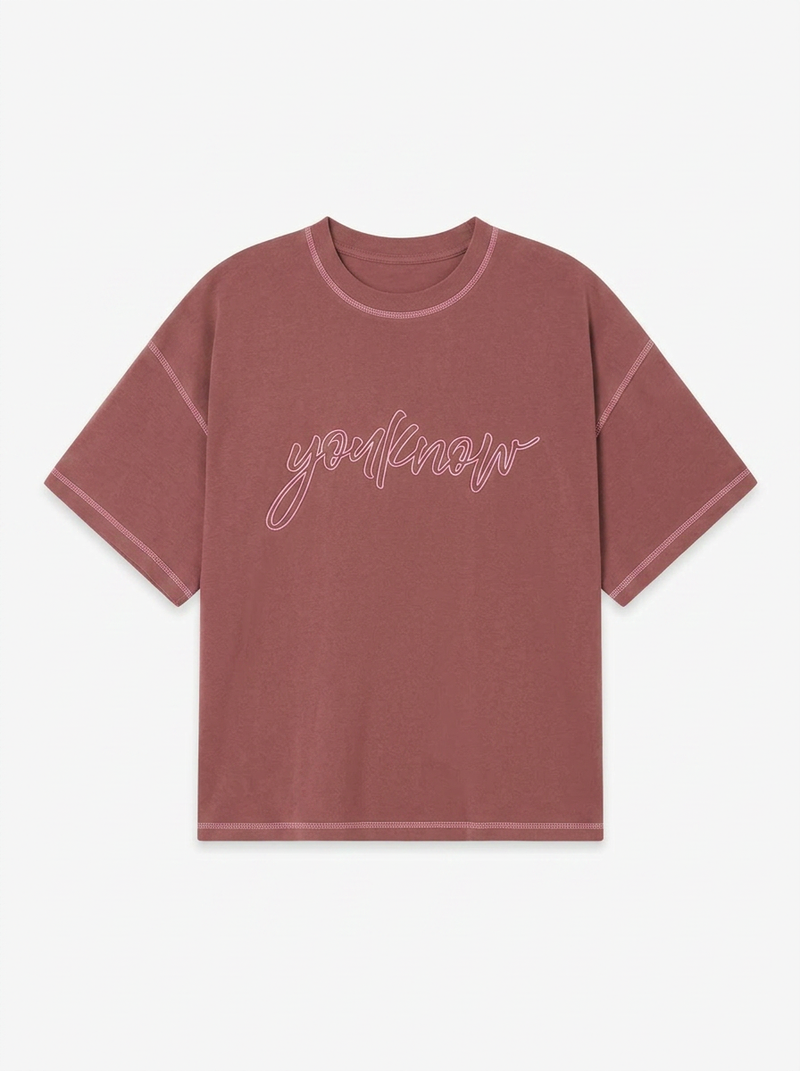 Contrast Stitch Tee | Brown