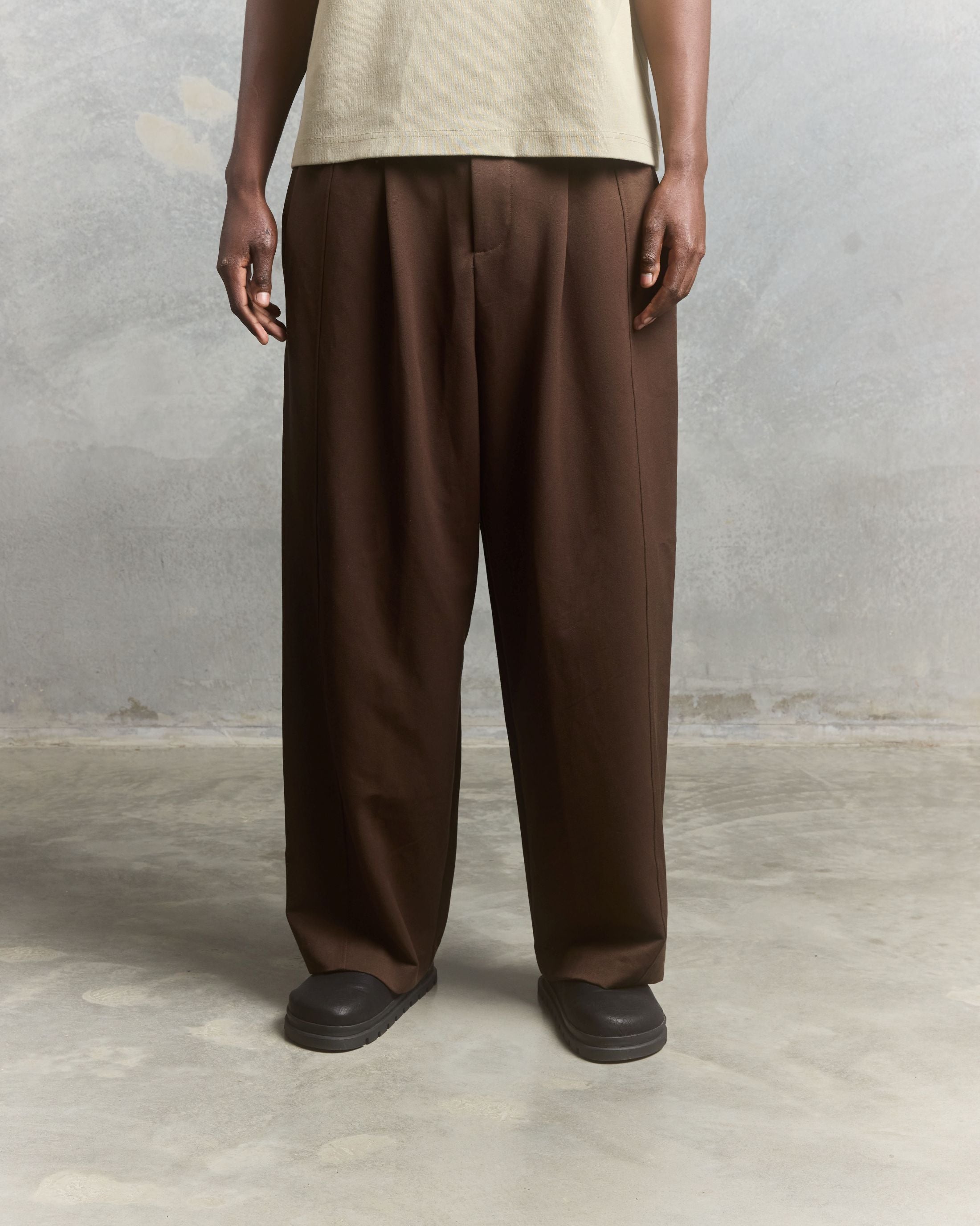 Nothing Draped Pleated Pants | Brown-3