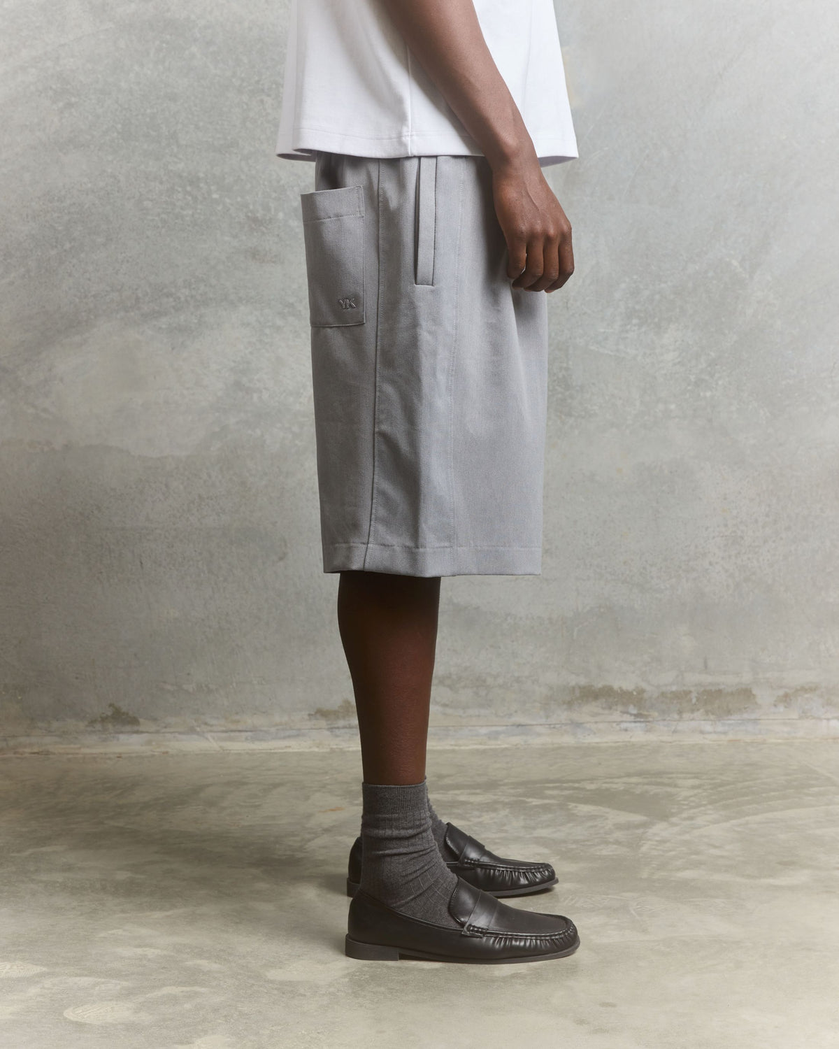 Nothing Draped Pleated Shorts | Charcoal-3