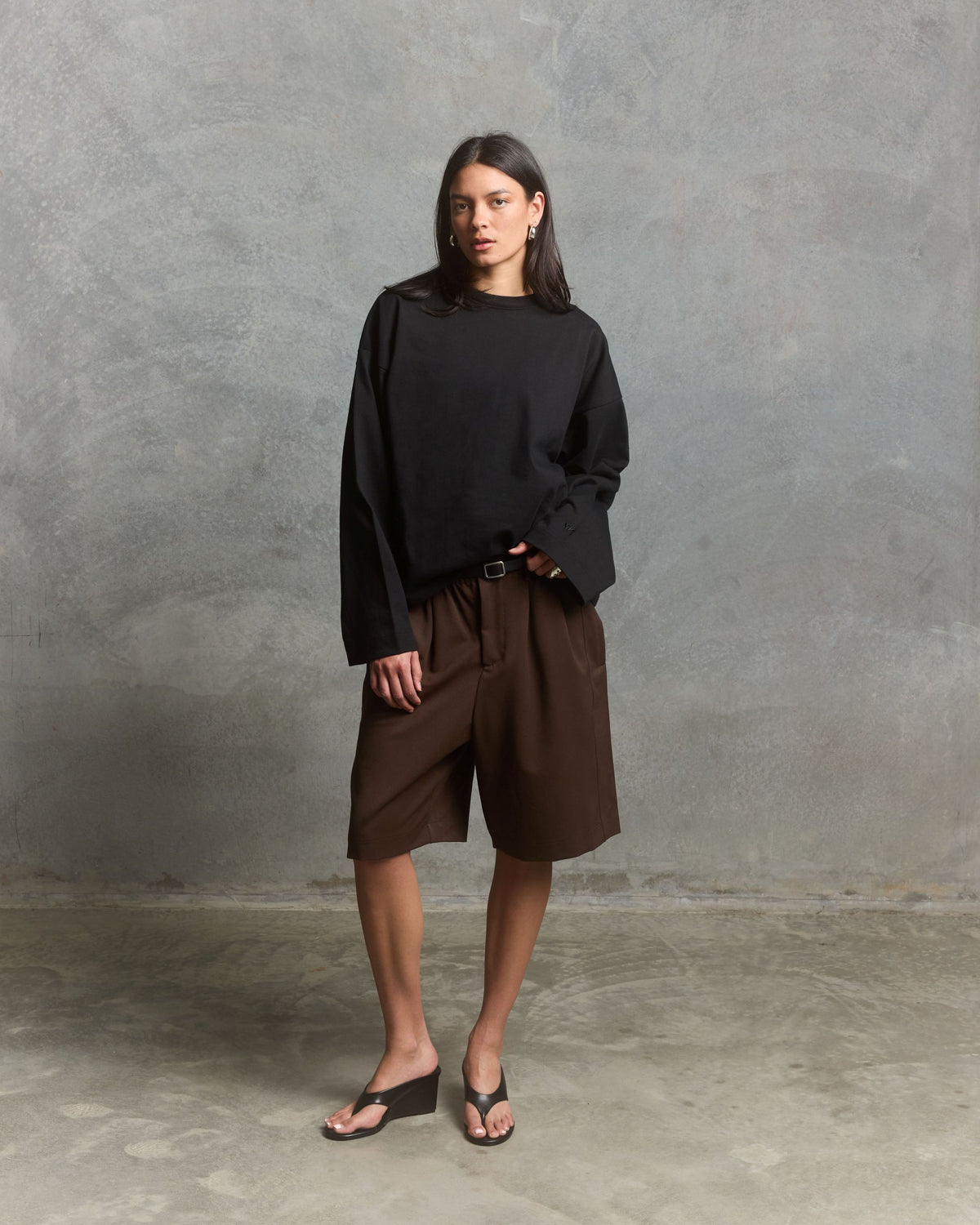 Nothing Draped Pleated Shorts | Brown-3